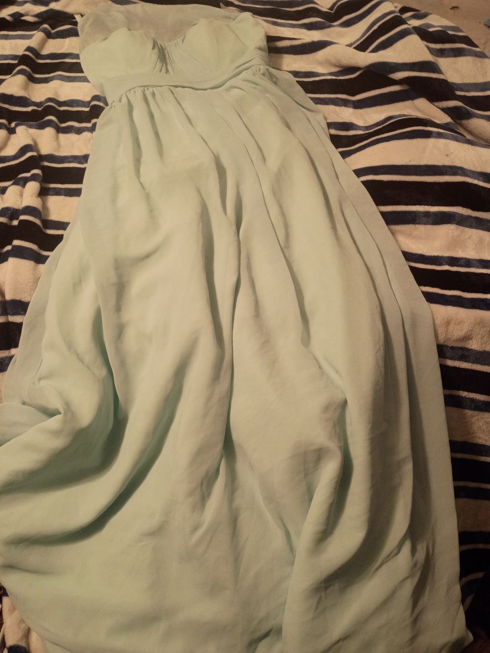 Bill Levkoff Mint Green Strapless Chiffon Prom Dress